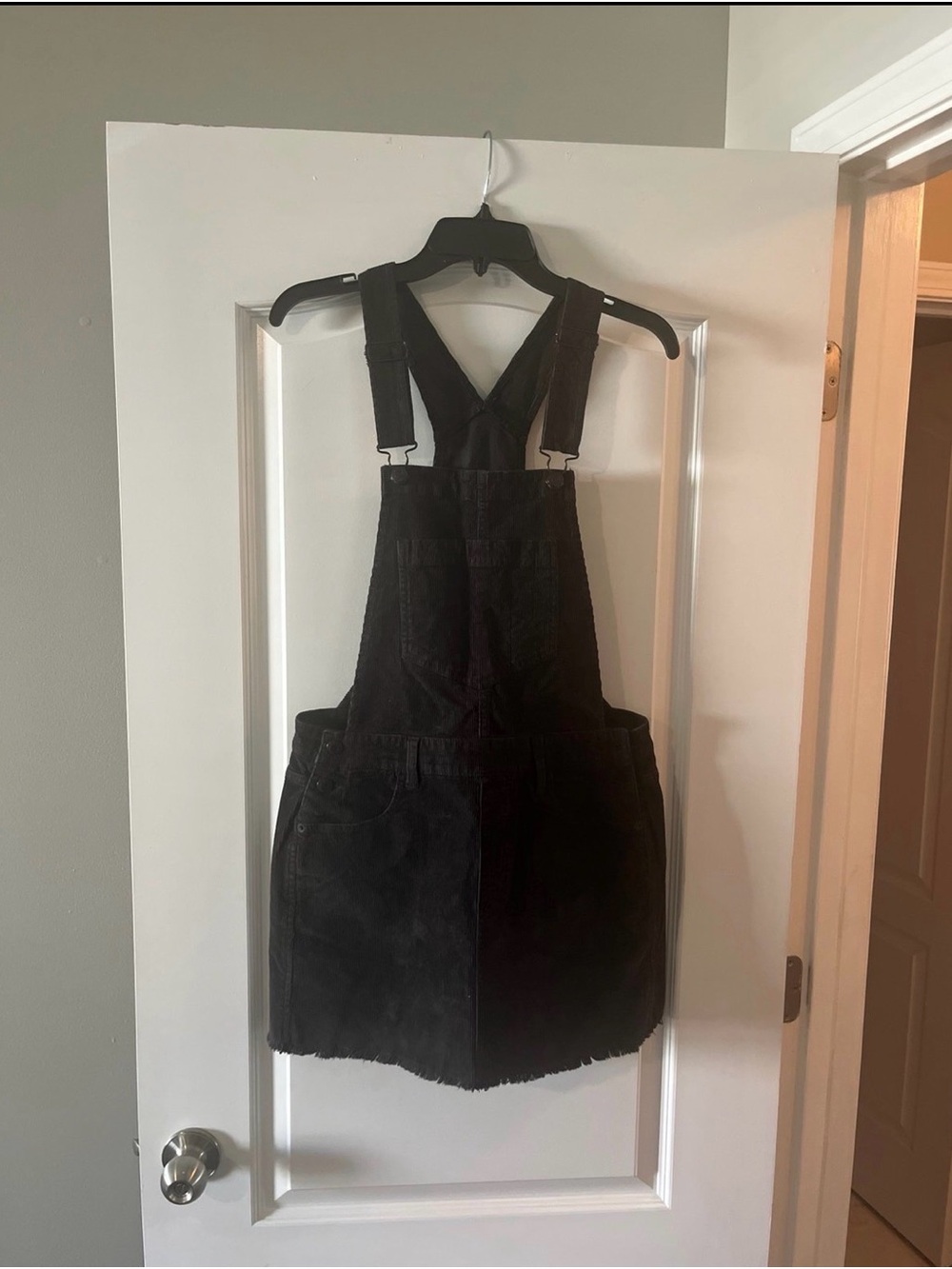 American Eagle Black Corduroy Overall Dress Mini!